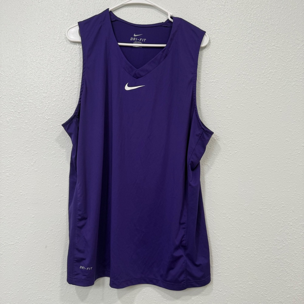 Nike Dri-FIT Basketball Jersey Mens XXL Purple V-Neck Sleeveless Training Tank